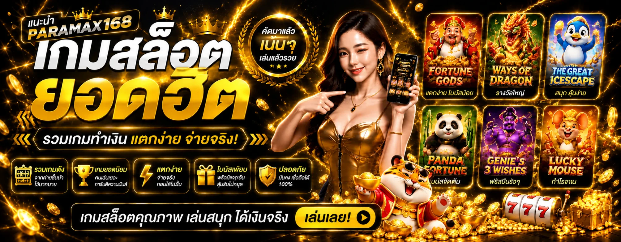 ภาพเกมสล็อตยอดนิยมและตัวละครแฟนตาซี PARAMAX168